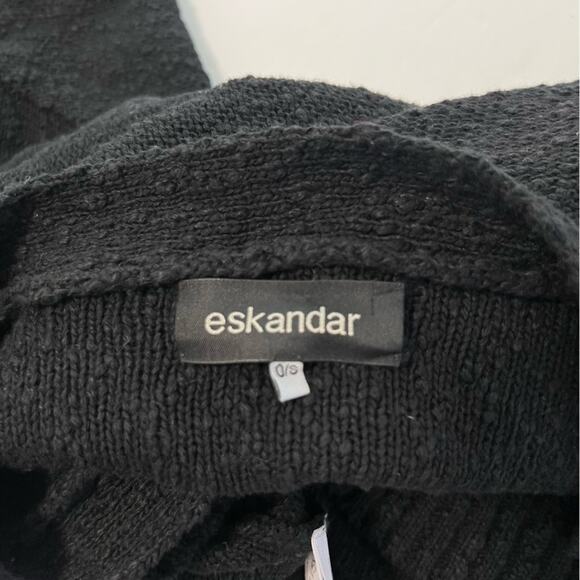 Eskandar OS Oversized  Textured  Long Sleeve Linen Cotton Cardigan Sweater Black - Picture 11 of 12